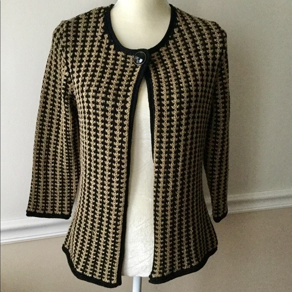 Jones New York Black and Metallic Gold Cardigan PM - Picture 1 of 8